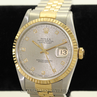 Rolex Datejust Ref 16233 Steel 18K Gold Silver Diamond Anniversary Dial Rolex Datejust Ref 16233 Steel 18K Gold Silver Diamond Anniversary Dial